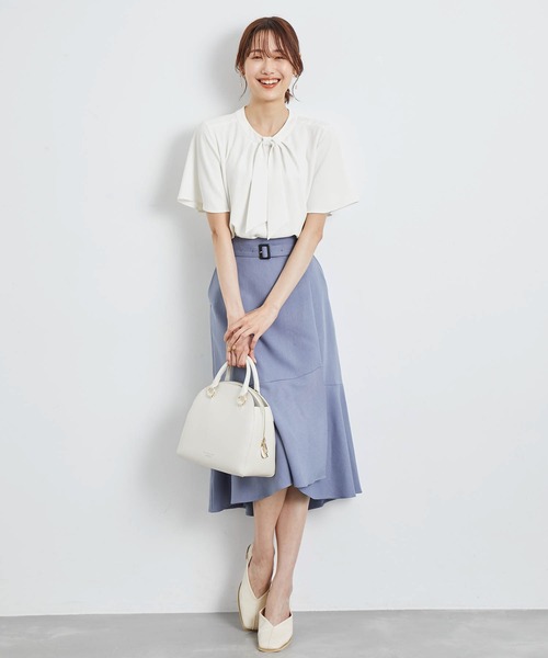 ROPE' PICNIC（ロペピクニック）の「洗える/ボウタイハーフスリーブブラウス（シャツ/ブラウス・レディース・ライトグレー/ブラック/オフホワイト・38）」の15枚目の写真