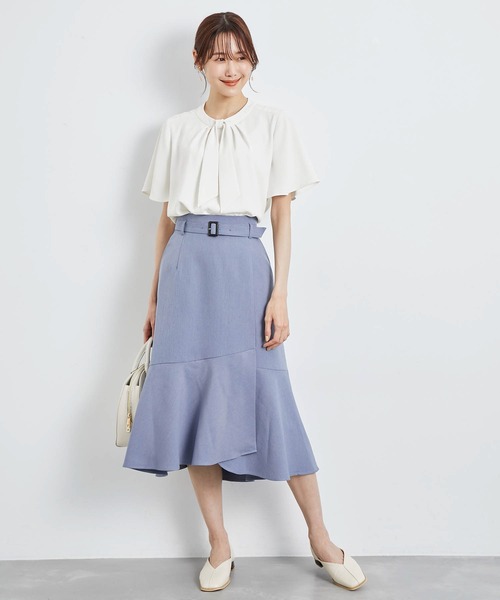 ROPE' PICNIC（ロペピクニック）の「洗える/ボウタイハーフスリーブブラウス（シャツ/ブラウス・レディース・ライトグレー/ブラック/オフホワイト・38）」の16枚目の写真