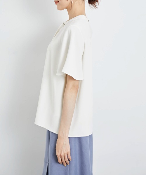 ROPE' PICNIC（ロペピクニック）の「洗える/ボウタイハーフスリーブブラウス（シャツ/ブラウス・レディース・ライトグレー/ブラック/オフホワイト・38）」の19枚目の写真