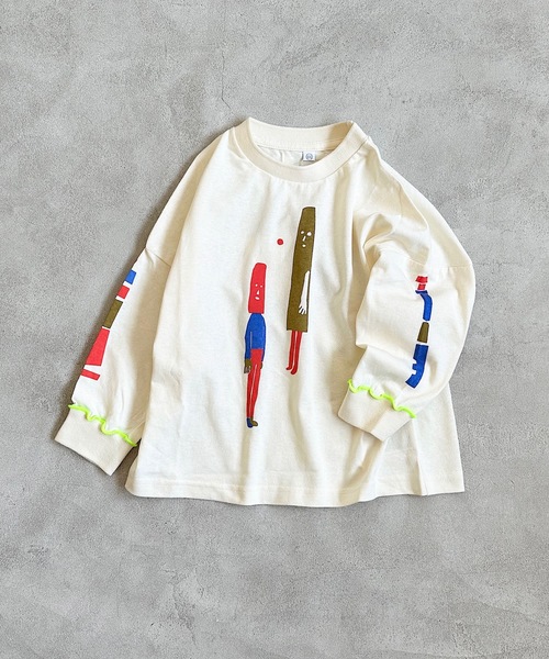 HOGAN RANCH WEAR（ホーガンランチウエア）の「ソデリブビッグロンT/前後プリント（90～140cm)（Tシャツ/カットソー・キッズ・グレー/オレンジ/オフホワイト・140/100/120/130/110/90）」の14枚目の写真