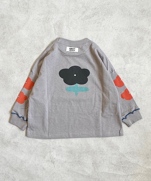 HOGAN RANCH WEAR（ホーガンランチウエア）の「ソデリブビッグロンT/前後プリント（90～140cm)（Tシャツ/カットソー・キッズ・グレー/オレンジ/オフホワイト・140/100/120/130/110/90）」の4枚目の写真