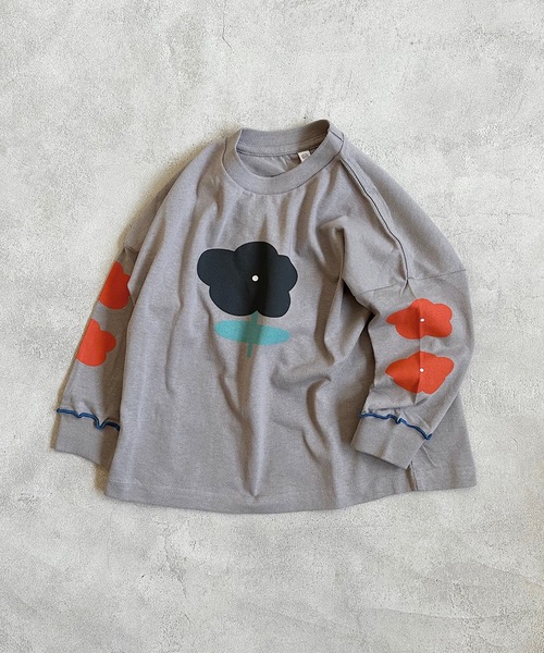 HOGAN RANCH WEAR（ホーガンランチウエア）の「ソデリブビッグロンT/前後プリント（90～140cm)（Tシャツ/カットソー・キッズ・グレー/オレンジ/オフホワイト・140/100/120/130/110/90）」の7枚目の写真