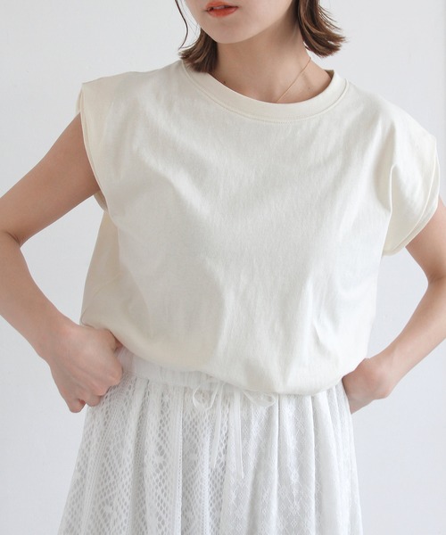 Crisp(クリスプ)の「ショルダータックTシャツ(Tシャツ/カットソー・レディース・ブルー/ブラック/アイボリー・FREE)」の10枚目の写真