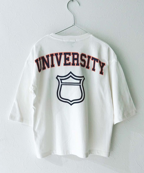 【新品・未開封】 M8onFleek ビックシルエットTシャツ(ベージュ) セール】7分袖ビッグシルエットプリントTシャツ（Tシャツ