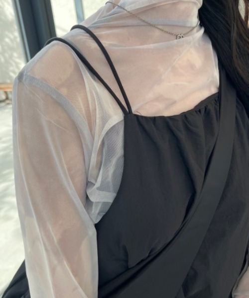 nemne store(ネンネストア)の「【低身長サイズあり】ナイロンキャミワンピース(ワンピース・レディース・ブラック/グレイッシュベージュ・MEDIUM/SMALL)」の7枚目の写真