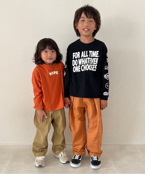 BREEZE(ブリーズ)の「【ウエスト調節可能】ワイドタックパンツ_10分丈(その他パンツ・キッズ・チャコール/パープル/キナリ/イエロー・100/140/120/90)」の13枚目の写真