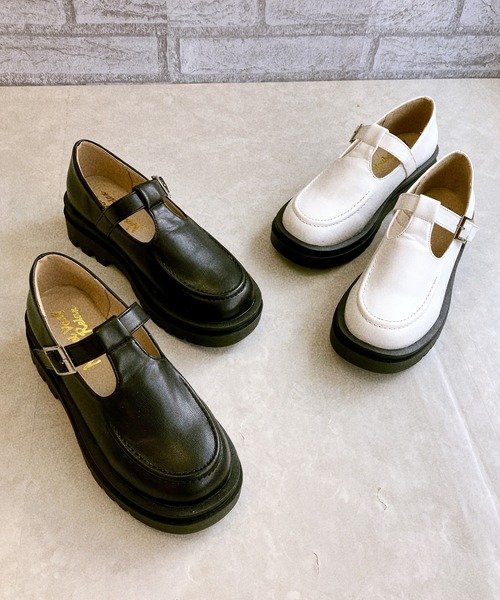 Noubel Voug Relax（ヌーベルヴォーグリラックス）の「T字 ストラップ トラックソール ローファー（ローファー・レディース・ブラック/ホワイト・S/M/L/LL/3L）」の3枚目の写真