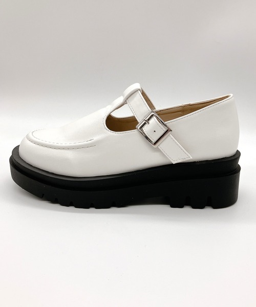 Noubel Voug Relax（ヌーベルヴォーグリラックス）の「T字 ストラップ トラックソール ローファー（ローファー・レディース・ブラック/ホワイト・S/M/L/LL/3L）」の11枚目の写真