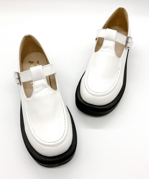 Noubel Voug Relax（ヌーベルヴォーグリラックス）の「T字 ストラップ トラックソール ローファー（ローファー・レディース・ブラック/ホワイト・S/M/L/LL/3L）」の12枚目の写真