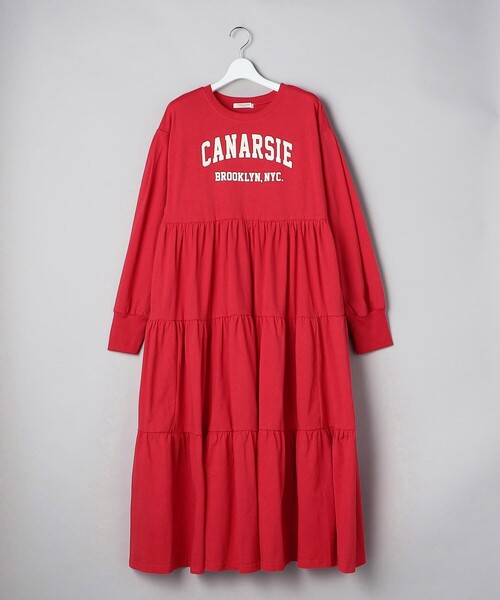 FREAK'S STORE（フリークスストア）の「ウエスト 切替 ティアード ワンピース/長袖ワンピース（ワンピース・レディース・ナチュラル/チャコールグレー/レッド・ﾌﾘ-）」の8枚目の写真