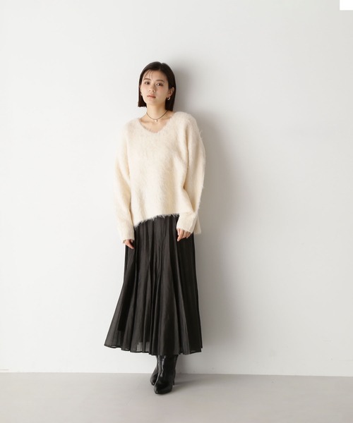 NATURAL BEAUTY BASIC（ナチュラルビューティーベーシック）の「◇【美人百花掲載】シャイニーシアーボイルスカート（スカート・レディース・チャコールグレー/グレイッシュベージュ/パープル/グレー系その他/グレー/ピンク・SMALL/MEDIUM）」の13枚目の写真