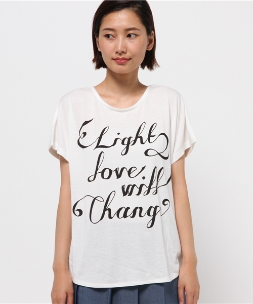 OUTLET（アウトレット）の「【Discoat Petit】異素材切替ロゴT（Tシャツ/カットソー・レディース・オフホワイト/グレー/チャコールグレー・FREE）」の4枚目の写真