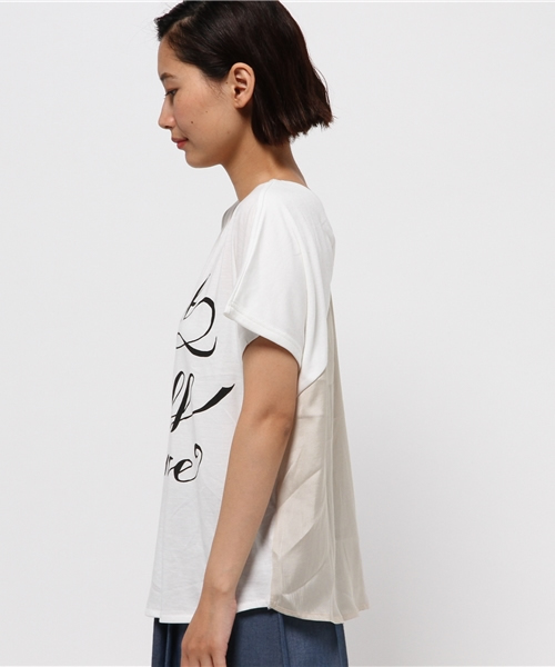 OUTLET（アウトレット）の「【Discoat Petit】異素材切替ロゴT（Tシャツ/カットソー・レディース・オフホワイト/グレー/チャコールグレー・FREE）」の5枚目の写真