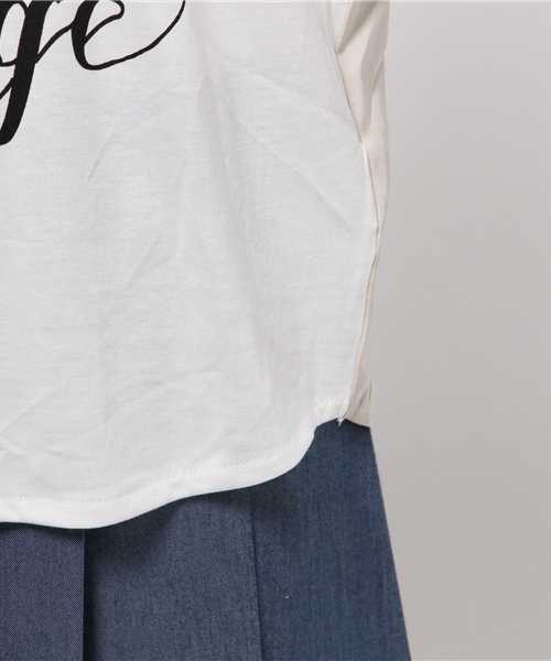 OUTLET（アウトレット）の「【Discoat Petit】異素材切替ロゴT（Tシャツ/カットソー・レディース・オフホワイト/グレー/チャコールグレー・FREE）」の9枚目の写真