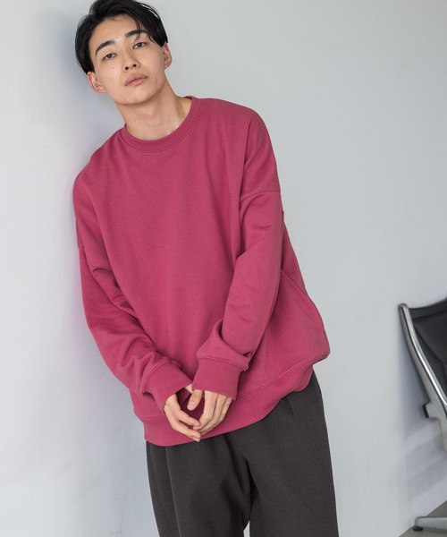 LOWRYS FARM（ローリーズファーム）の「ドルマンウラケクルー　976683（スウェット・メンズ・スミクロ/アイボリー/ピンク・LARGE/MEDIUM）」の3枚目の写真