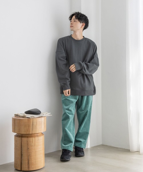 LOWRYS FARM（ローリーズファーム）の「ドルマンウラケクルー　976683（スウェット・メンズ・スミクロ/アイボリー/ピンク・LARGE/MEDIUM）」の9枚目の写真