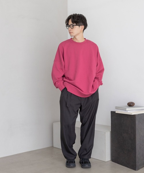LOWRYS FARM（ローリーズファーム）の「ドルマンウラケクルー　976683（スウェット・メンズ・スミクロ/アイボリー/ピンク・LARGE/MEDIUM）」の11枚目の写真