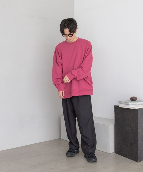 LOWRYS FARM（ローリーズファーム）の「ドルマンウラケクルー　976683（スウェット・メンズ・スミクロ/アイボリー/ピンク・LARGE/MEDIUM）」の12枚目の写真