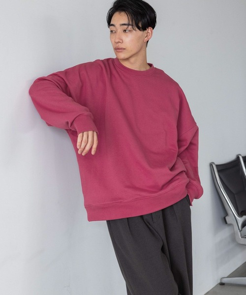 LOWRYS FARM（ローリーズファーム）の「ドルマンウラケクルー　976683（スウェット・メンズ・スミクロ/アイボリー/ピンク・LARGE/MEDIUM）」の18枚目の写真
