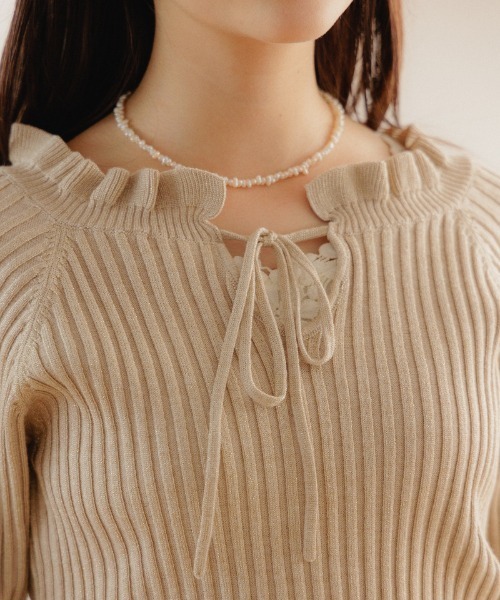 flower(フラワー)の「スパークルリブニット3(ニット/セーター・レディース・ブルー/ブラウン/ベージュ・FREE)」の8枚目の写真