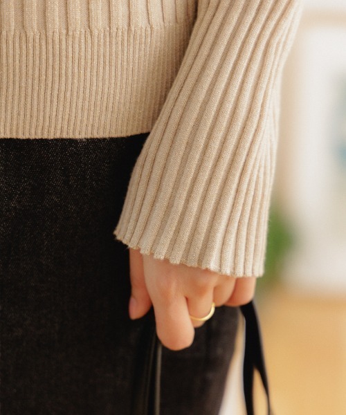 flower(フラワー)の「スパークルリブニット3(ニット/セーター・レディース・ブルー/ブラウン/ベージュ・FREE)」の10枚目の写真