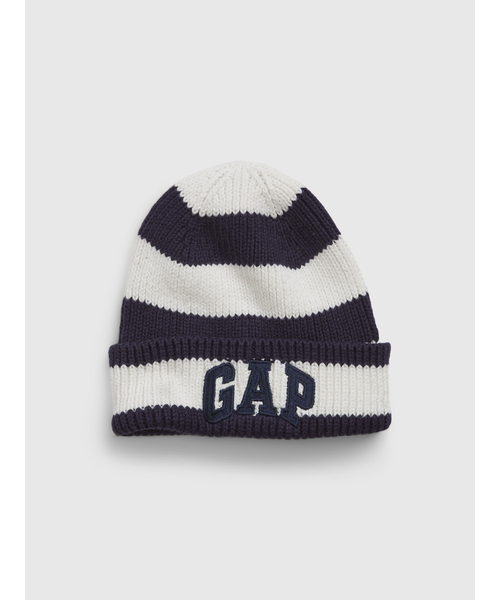 GAP(ギャップ)の「オーガニックコットン GAPアーチロゴ ビーニー・ニット帽 (幼児)(ニットキャップ/ビーニー・キッズ・ストライプ/ベージュ・S/M/M/L)」の2枚目の写真