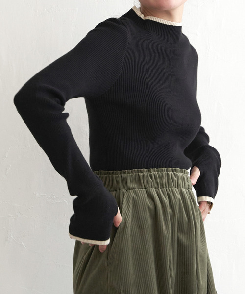 VENCEEXCHANGE(ヴァンスエクスチェンジ)の「ハイゲージリブ配色プルオーバー(ニット/セーター・レディース・ブラック/その他2/オフホワイト/グレー・FREE)」の10枚目の写真