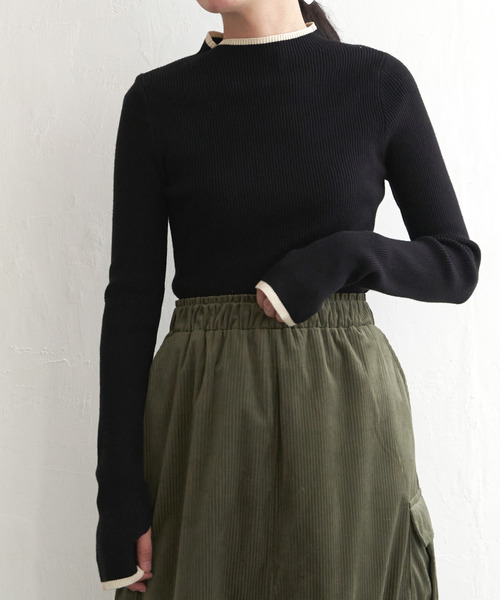 VENCEEXCHANGE(ヴァンスエクスチェンジ)の「ハイゲージリブ配色プルオーバー(ニット/セーター・レディース・ブラック/その他2/オフホワイト/グレー・FREE)」の12枚目の写真