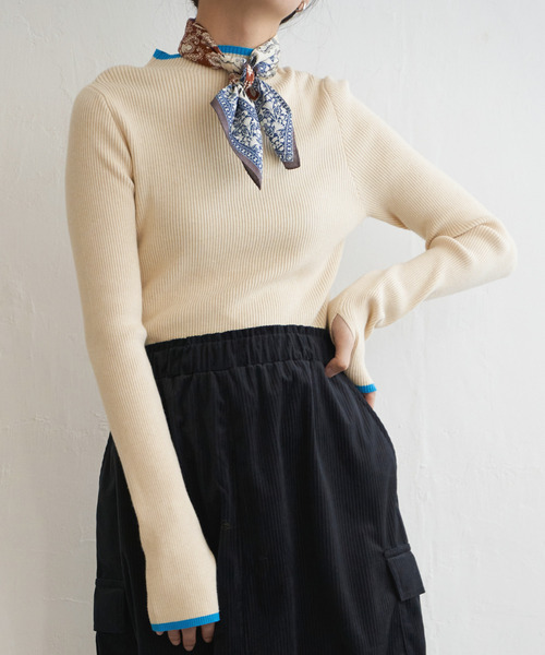 VENCEEXCHANGE(ヴァンスエクスチェンジ)の「ハイゲージリブ配色プルオーバー(ニット/セーター・レディース・ブラック/その他2/オフホワイト/グレー・FREE)」の13枚目の写真