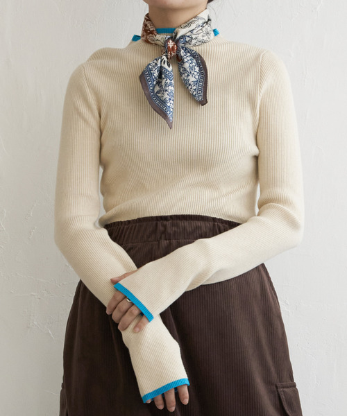 VENCEEXCHANGE(ヴァンスエクスチェンジ)の「ハイゲージリブ配色プルオーバー(ニット/セーター・レディース・ブラック/その他2/オフホワイト/グレー・FREE)」の17枚目の写真