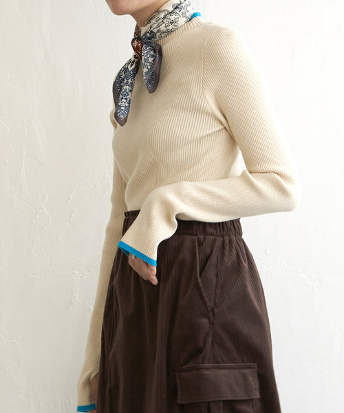 VENCEEXCHANGE(ヴァンスエクスチェンジ)の「ハイゲージリブ配色プルオーバー(ニット/セーター・レディース・ブラック/その他2/オフホワイト/グレー・FREE)」の15枚目の写真