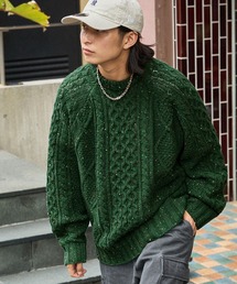 ビッグシルエットフィッシャーマンケーブルウォッシャブルニット