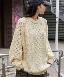 MONO-MART | ビッグシルエットフィッシャーマンケーブルウォッシャブルニット(ニット/セーター)