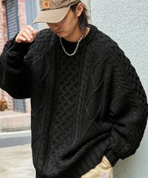 ビッグシルエットフィッシャーマンケーブルウォッシャブルニット