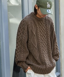 ビッグシルエットフィッシャーマンケーブルウォッシャブルニット