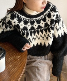 MIMIMEMETE | ノルディック柄 ショートニット(ニット/セーター)