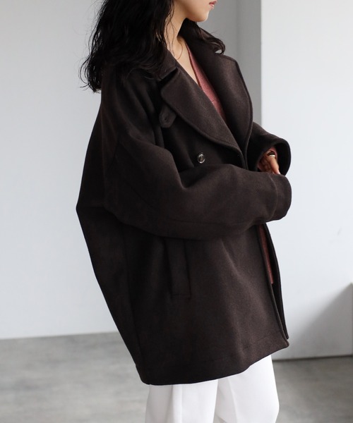 r.(アールドット)の「2way スタンドカラーPコート(ピーコート・レディース・ライトベージュ/アイボリー/グレイッシュベージュ/ダークブラウン/ブラック・FREE)」の10枚目の写真