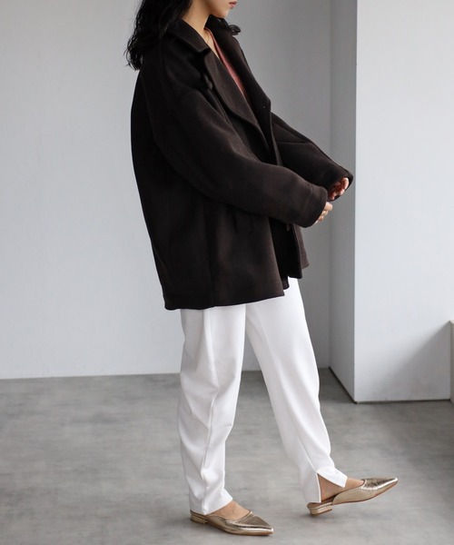 r.(アールドット)の「2way スタンドカラーPコート(ピーコート・レディース・ライトベージュ/アイボリー/グレイッシュベージュ/ダークブラウン/ブラック・FREE)」の13枚目の写真