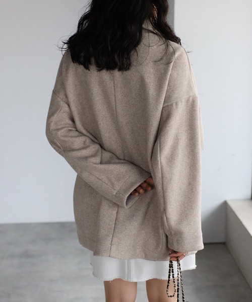 r.(アールドット)の「2way スタンドカラーPコート(ピーコート・レディース・ライトベージュ/アイボリー/グレイッシュベージュ/ダークブラウン/ブラック・FREE)」の16枚目の写真