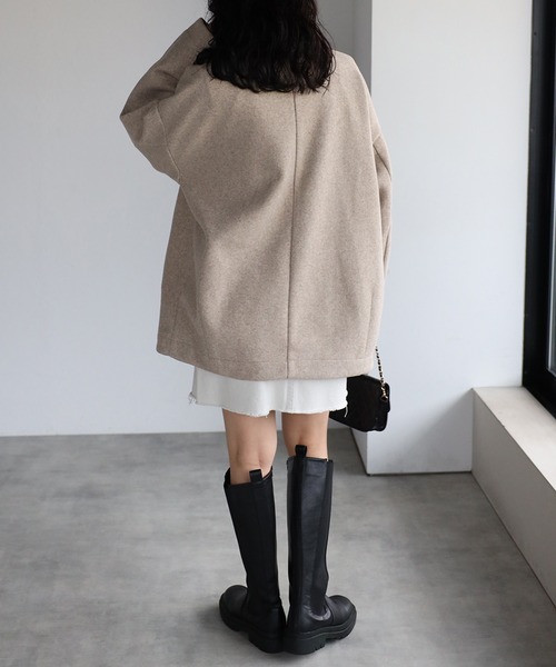 r.(アールドット)の「2way スタンドカラーPコート(ピーコート・レディース・ライトベージュ/アイボリー/グレイッシュベージュ/ダークブラウン/ブラック・FREE)」の18枚目の写真