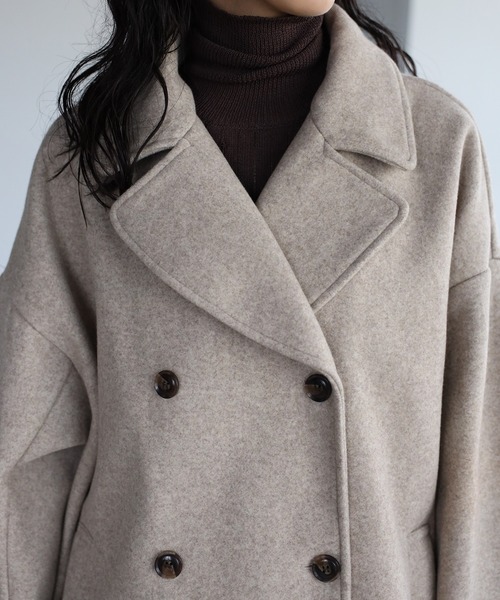 r.(アールドット)の「2way スタンドカラーPコート(ピーコート・レディース・ライトベージュ/アイボリー/グレイッシュベージュ/ダークブラウン/ブラック・FREE)」の19枚目の写真