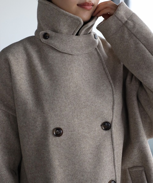 r.(アールドット)の「2way スタンドカラーPコート(ピーコート・レディース・ライトベージュ/アイボリー/グレイッシュベージュ/ダークブラウン/ブラック・FREE)」の20枚目の写真