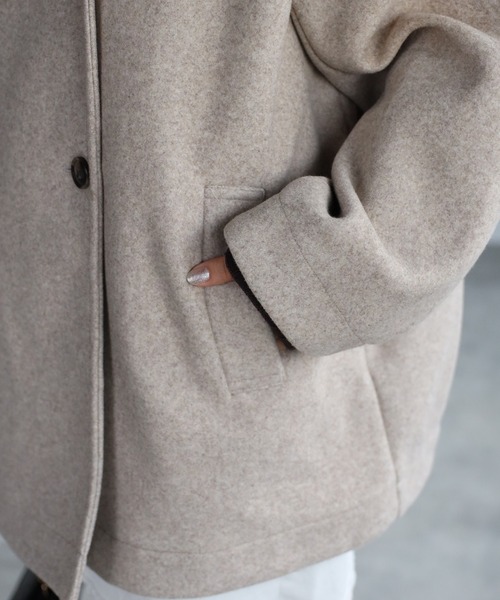 r.(アールドット)の「2way スタンドカラーPコート(ピーコート・レディース・ライトベージュ/アイボリー/グレイッシュベージュ/ダークブラウン/ブラック・FREE)」の21枚目の写真