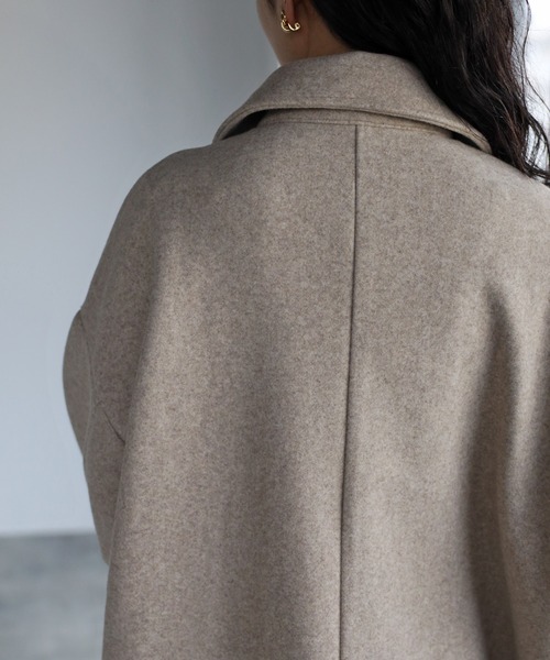 r.(アールドット)の「2way スタンドカラーPコート(ピーコート・レディース・ライトベージュ/アイボリー/グレイッシュベージュ/ダークブラウン/ブラック・FREE)」の22枚目の写真