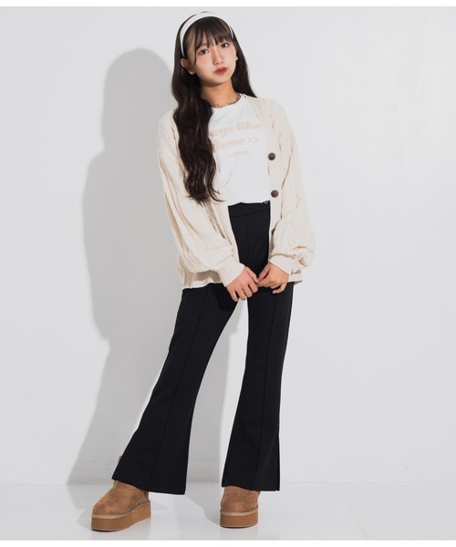 ANAP GｉRL（アナップガール）の「センタータックセミフレアパンツ（その他パンツ・キッズ・モスグリーン/ブラック/ブラウン・S/XS/M）」の13枚目の写真