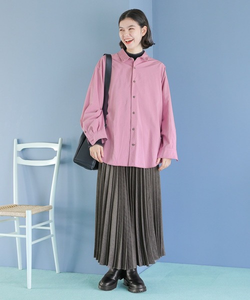 niko and...（ニコアンド）の「ウールライクプリーツスカート（スカート・レディース・チャコール/アイボリー/ブラウン/ブルー・SHORT/LONG）」の5枚目の写真