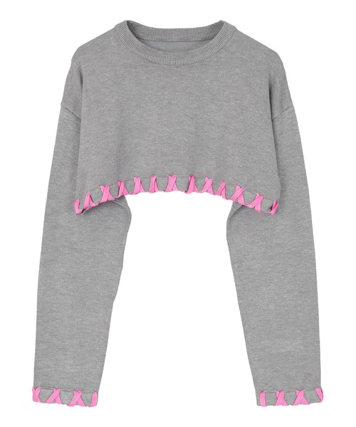 miette(ミエット)の「配色ステッチクロップドニットトップス(ニット/セーター・レディース・グレー/アイボリー/ネイビー/ブラック・FREE)」の13枚目の写真