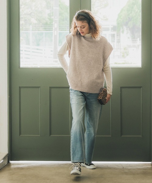 coca（coca）（コカ）の「ヤク風ハイネックニットベスト（ベスト・レディース・チャコール/ベージュ・M/L）」の18枚目の写真