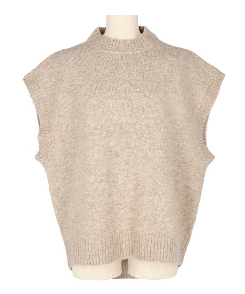 coca（coca）（コカ）の「ヤク風ハイネックニットベスト（ベスト・レディース・チャコール/ベージュ・M/L）」の3枚目の写真