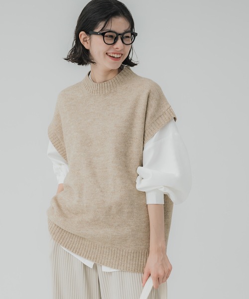 coca（coca）（コカ）の「ヤク風ハイネックニットベスト（ベスト・レディース・チャコール/ベージュ・M/L）」の13枚目の写真